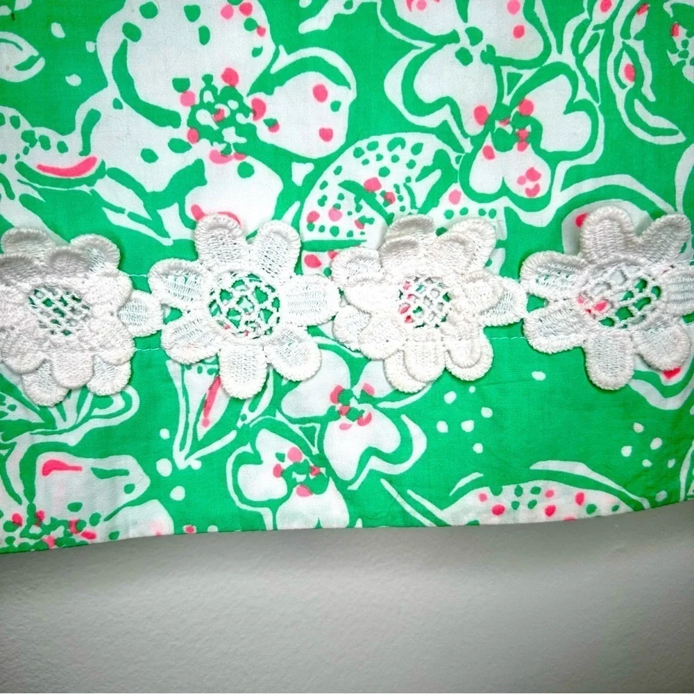 Lilly Pulitzer Beach Bash Corrie Green and White Mini Skirt Size 2